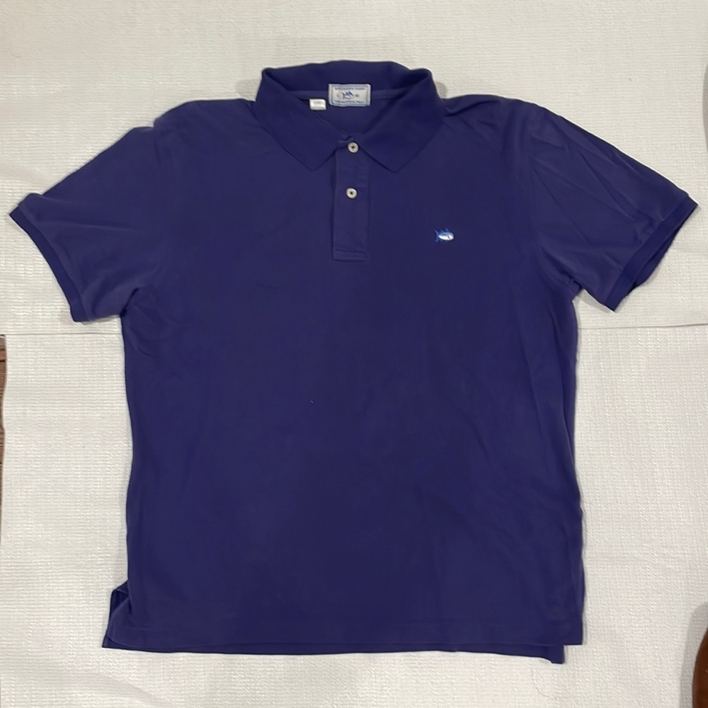 Men’s Navy Southern Tide SS Striped Skipjack Polo Size:Large